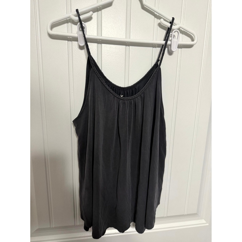 American Eagle Tank Top Womens Large Grey Soft & Sexy Braided Scoop Neck Flowy